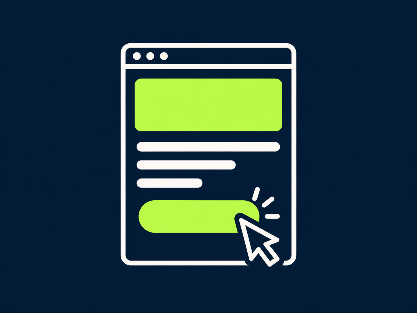 Ilustração de uma landing page com botão de contato em destaque